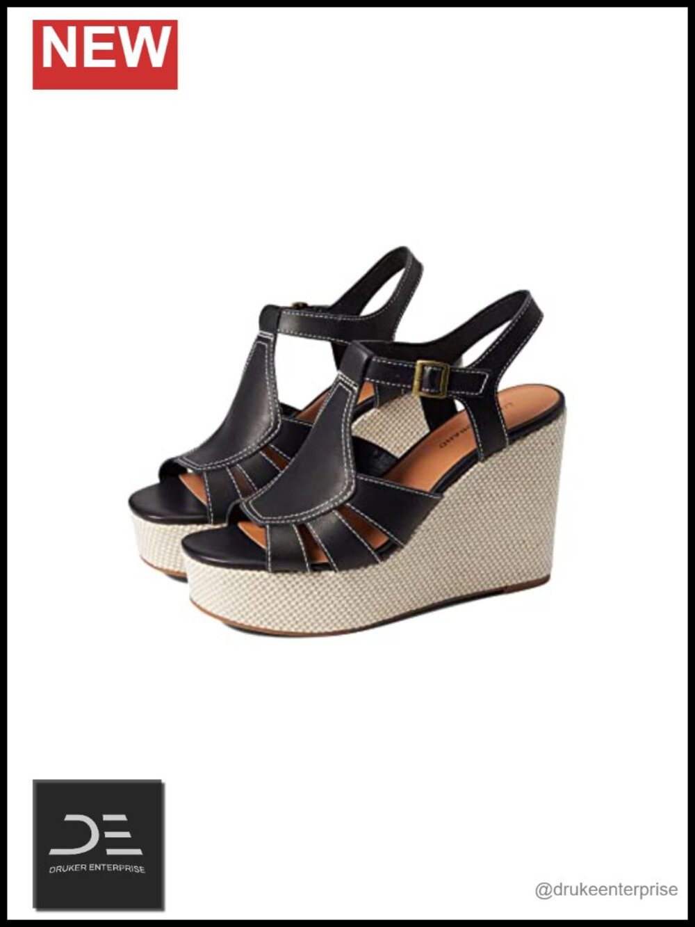 Lucky Brand Womens Leather Wedge Sandals Buckle Ankle Strap